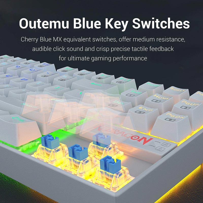 کیبورد گیمینگ ردراگون Kumara K552W-RGB Blue Switch