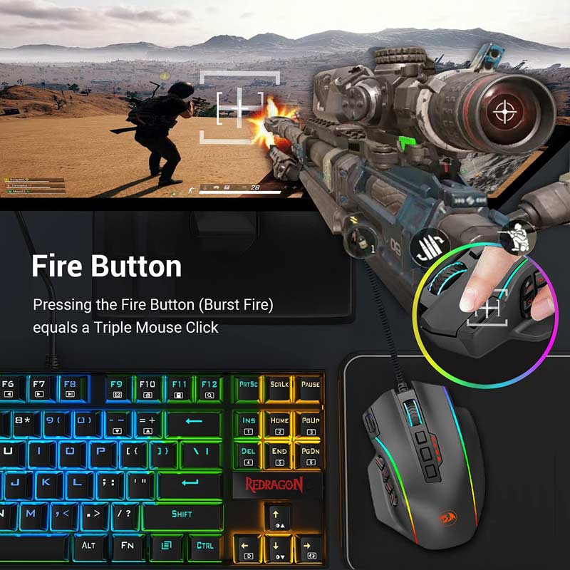 موس گیمینگ Redragon Perdition 4 M901-K2