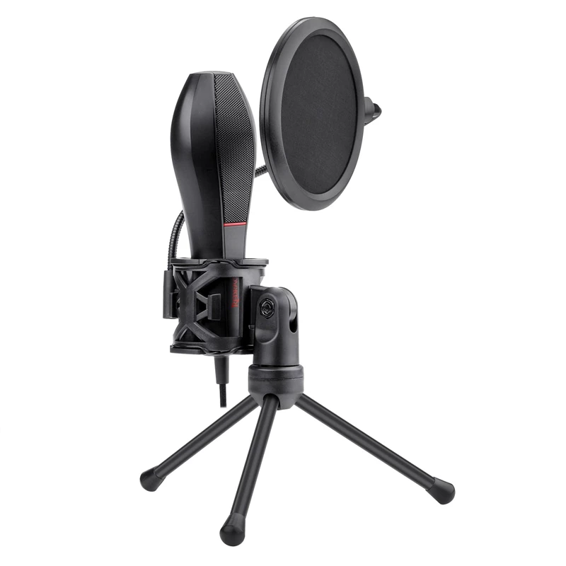 میکروفون کندانسور و پایه لرزشگیر Redragon Quasar 2 GM200-1 + پاپ فیلتر