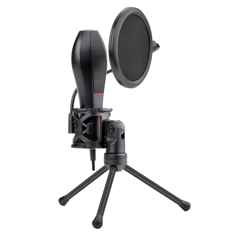 میکروفون کندانسور و پایه لرزشگیر Redragon Quasar 2 GM200-1 + پاپ فیلتر