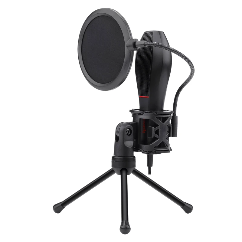 میکروفون کندانسور و پایه لرزشگیر Redragon Quasar 2 GM200-1 + پاپ فیلتر