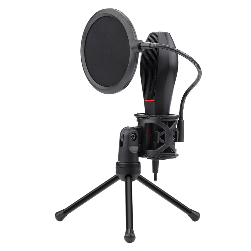 میکروفون کندانسور و پایه لرزشگیر Redragon Quasar 2 GM200-1 + پاپ فیلتر
