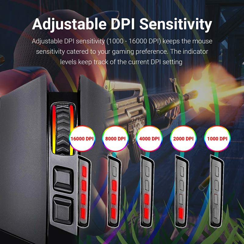 موس بی سیم گیمینگ Redragon Sniper Pro M801P-RGB