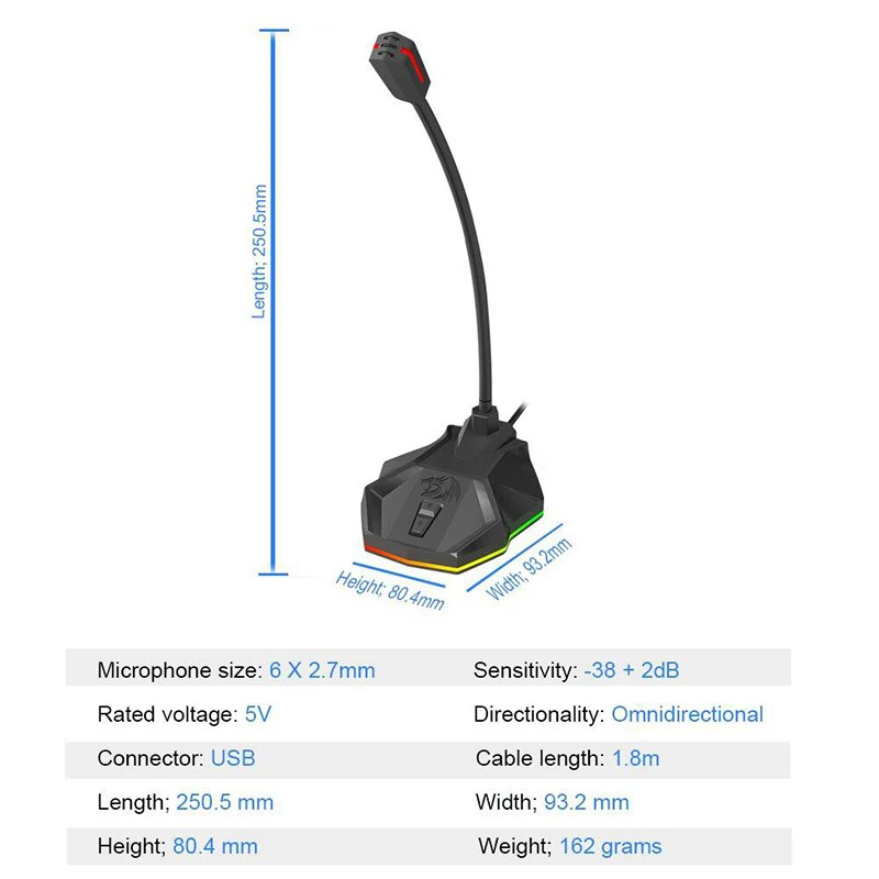میکروفون رومیزی گیمینگ Redragon Stix GM99