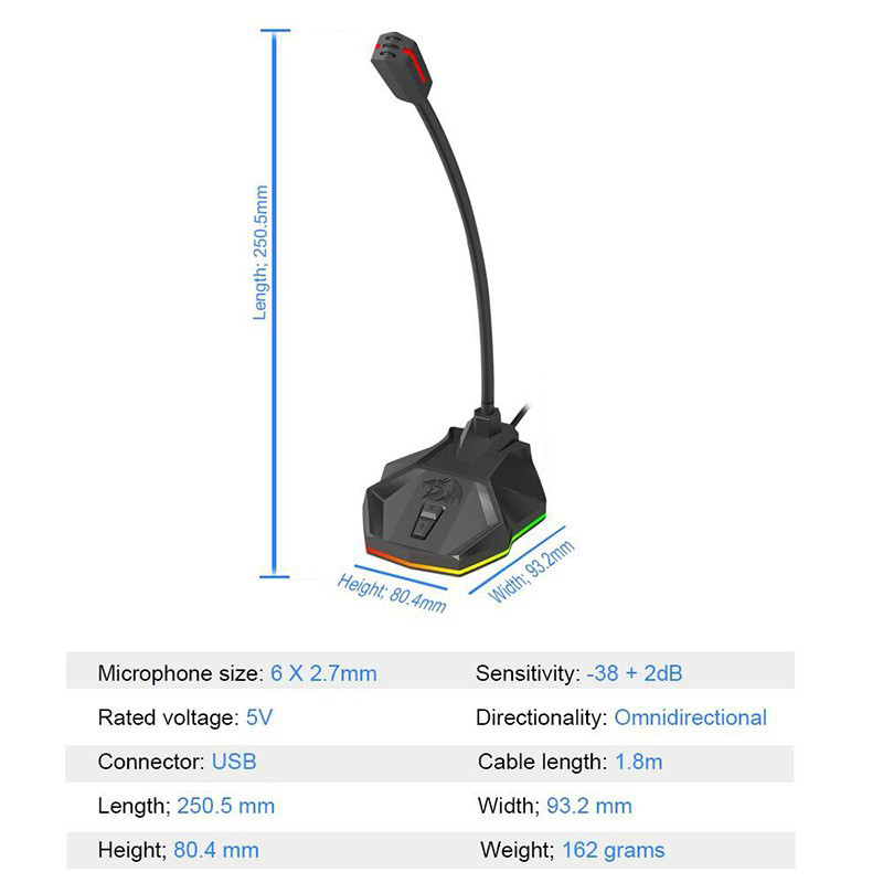 میکروفون رومیزی گیمینگ Redragon Stix GM99