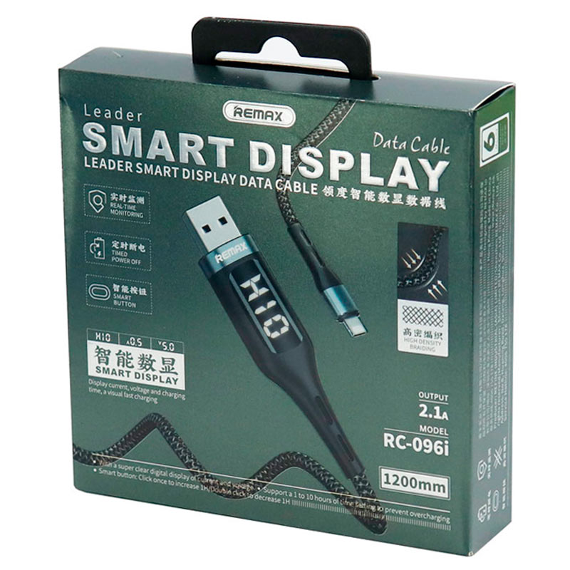 کابل تایمردار آیفونی فست شارژ Remax RC-096i 2.1A 1.2m