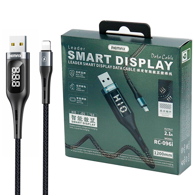کابل تایمردار آیفونی فست شارژ Remax RC-096i 2.1A 1.2m