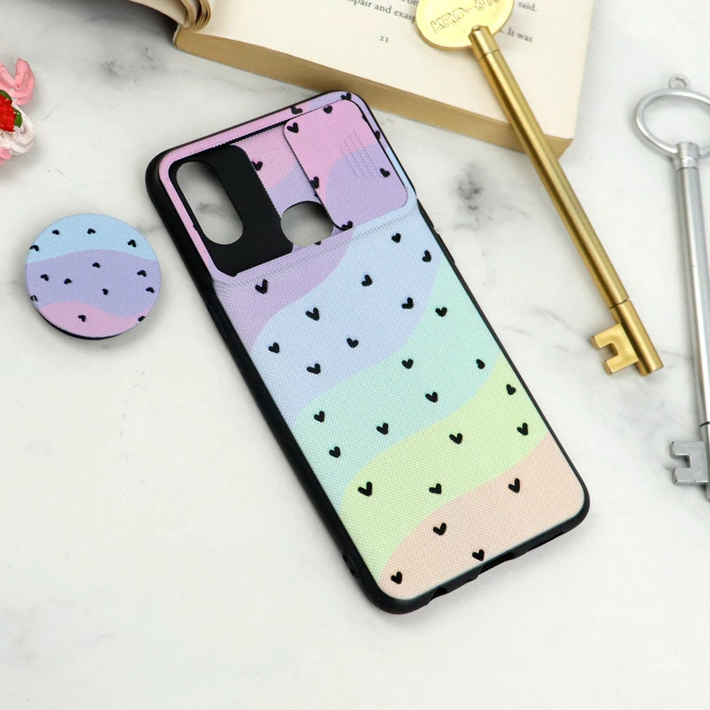 قاب طرحدار محافظ لنزدار کشویی + پاپ سوکت Samsung Galaxy A10s سری D