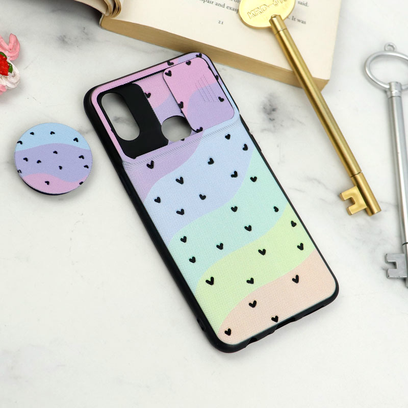 قاب طرحدار محافظ لنزدار کشویی + پاپ سوکت Samsung Galaxy A10s سری D