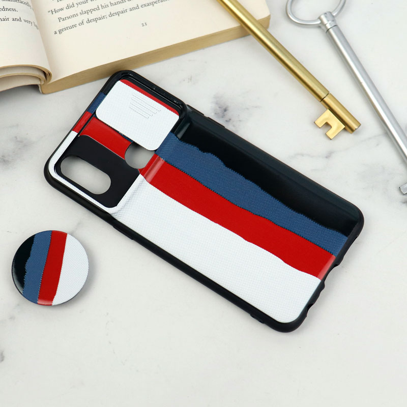 قاب طرحدار محافظ لنزدار کشویی + پاپ سوکت Samsung Galaxy A10s سری D