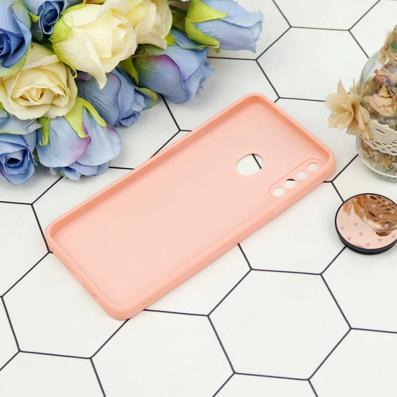 قاب محافظ لنزدار آینه ای + پاپ سوکت طرح قلب صورتی Samsung Galaxy A20s