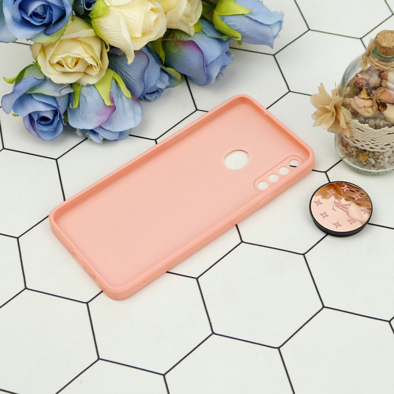 قاب محافظ لنزدار آینه ای + پاپ سوکت طرح LV صورتی Samsung Galaxy A20s
