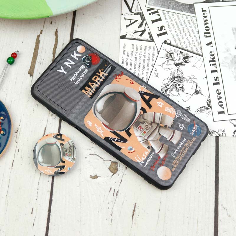 قاب طرحدار محافظ لنزدار کشویی + پاپ سوکت Samsung Galaxy A22 4G سری D