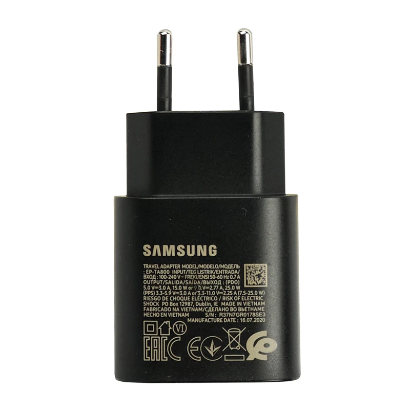 شارژر دیواری اورجینال 25 وات سامسونگ Note 10 PD 3A شرینک