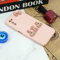 قاب سیلیکونی عروسکی محافظ لنزدار طرح خرسی صورتی Samsung Galaxy A03s