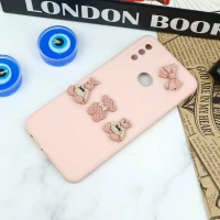 قاب سیلیکونی عروسکی محافظ لنزدار طرح خرسی صورتی Samsung Galaxy A10s