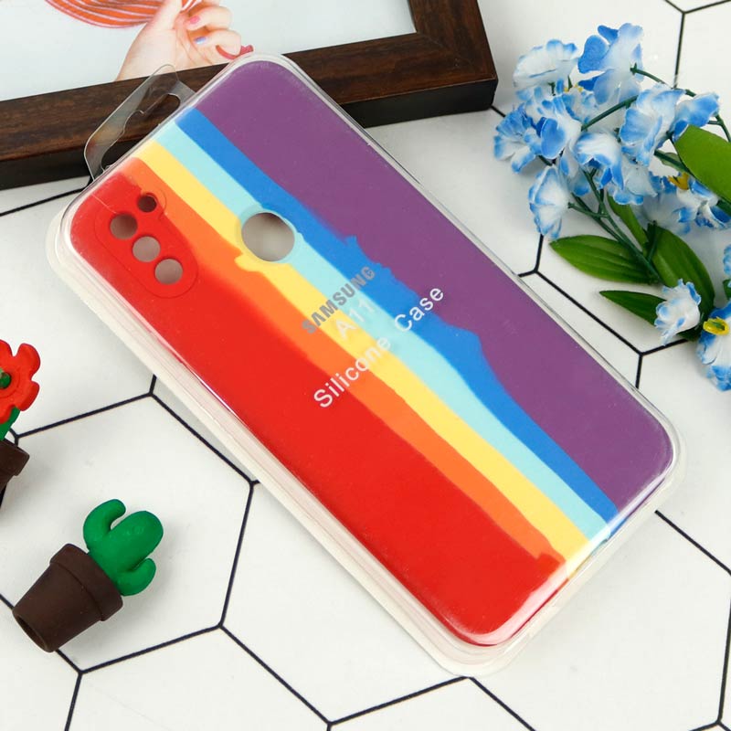 قاب محافظ لنزدار سیلیکونی اورجینال رنگین کمانی Samsung Galaxy A11