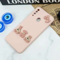 قاب سیلیکونی عروسکی محافظ لنزدار طرح خرسی صورتی Samsung Galaxy A20s