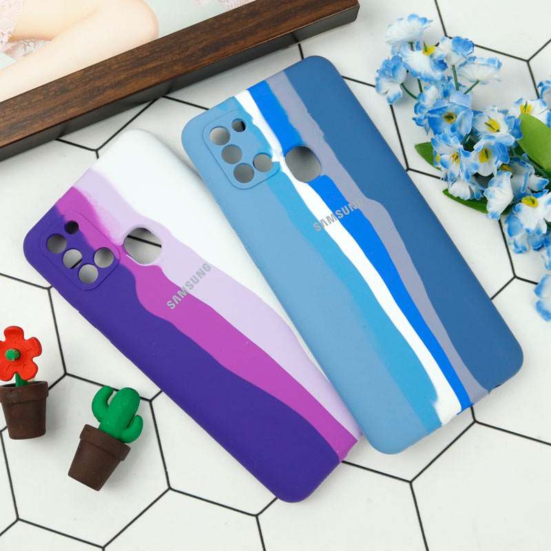 قاب محافظ لنزدار سیلیکونی اورجینال رنگین کمانی Samsung Galaxy A21s