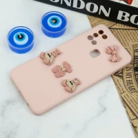 قاب سیلیکونی عروسکی محافظ لنزدار طرح خرسی صورتی Samsung Galaxy A21s