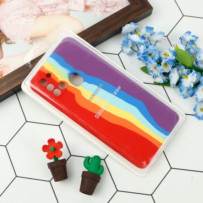قاب محافظ لنزدار سیلیکونی اورجینال رنگین کمانی Samsung Galaxy A21s