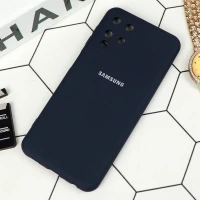 قاب سیلیکونی محافظ لنزدار Samsung Galaxy A22 4G سرمه ای تیره