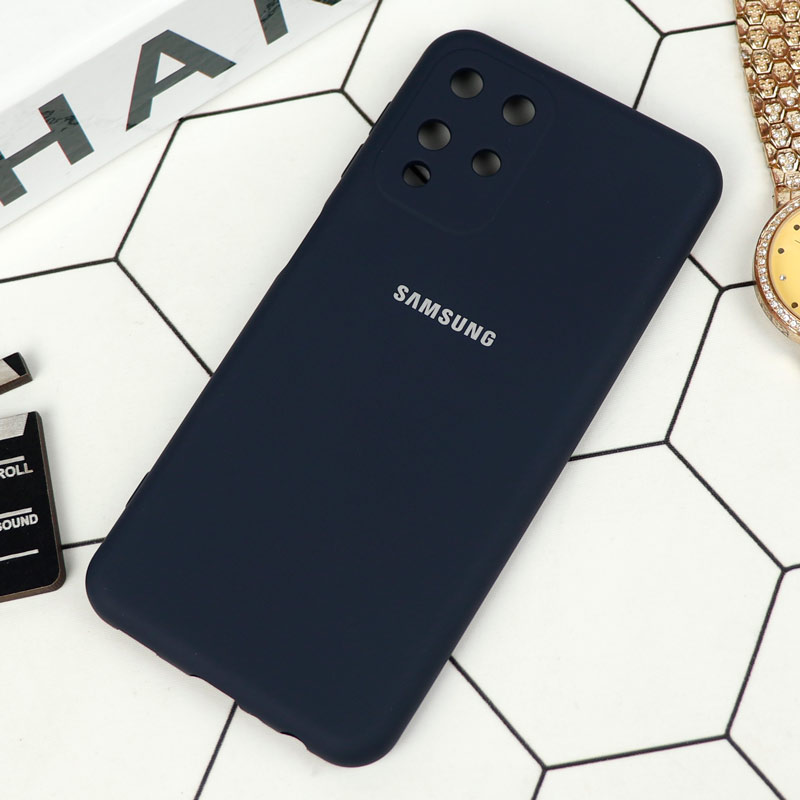 قاب سیلیکونی محافظ لنزدار Samsung Galaxy A22 4G سرمه ای تیره