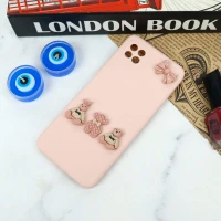 قاب سیلیکونی عروسکی محافظ لنزدار طرح خرسی صورتی Samsung Galaxy A22 5G