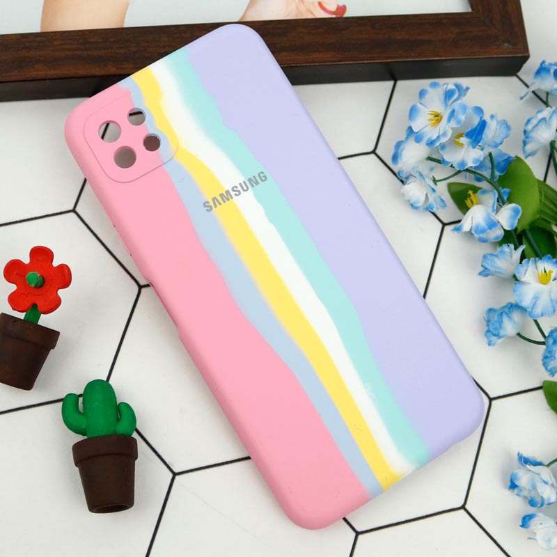 قاب محافظ لنزدار سیلیکونی اورجینال رنگین کمانی Samsung Galaxy A22 5G