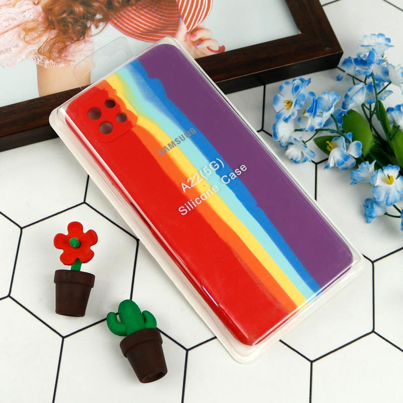 قاب محافظ لنزدار سیلیکونی اورجینال رنگین کمانی Samsung Galaxy A22 5G