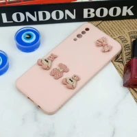 قاب سیلیکونی عروسکی محافظ لنزدار طرح خرسی صورتی Samsung Galaxy A30s / A50s