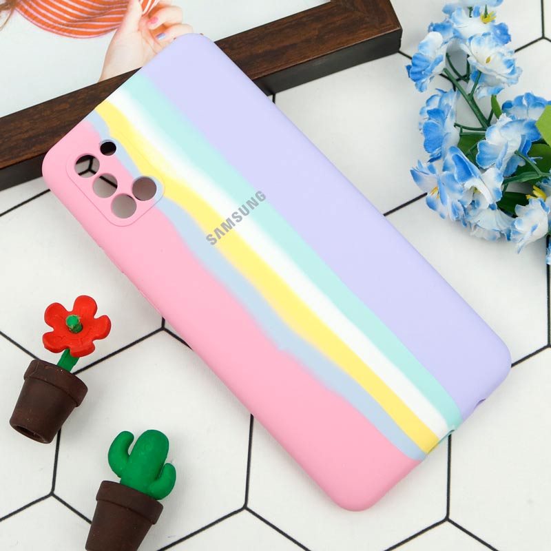 قاب محافظ لنزدار سیلیکونی اورجینال رنگین کمانی Samsung Galaxy A31