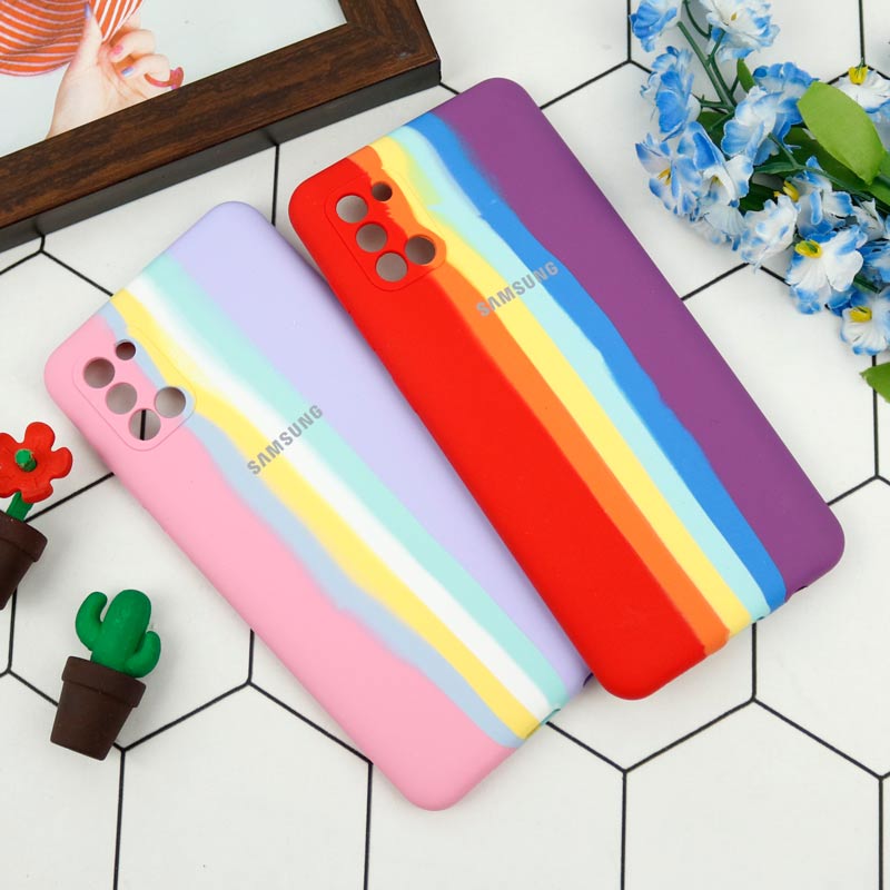 قاب محافظ لنزدار سیلیکونی اورجینال رنگین کمانی Samsung Galaxy A31