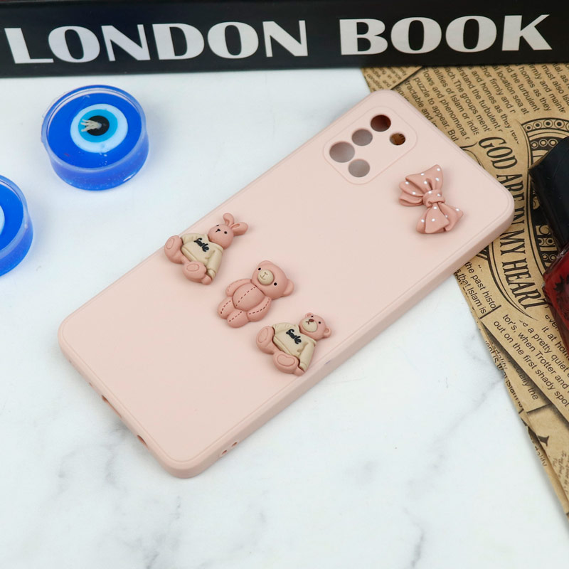 قاب سیلیکونی عروسکی محافظ لنزدار طرح خرسی صورتی Samsung Galaxy A31