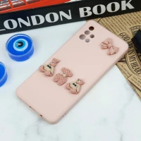 قاب سیلیکونی عروسکی محافظ لنزدار طرح خرسی صورتی Samsung Galaxy A51