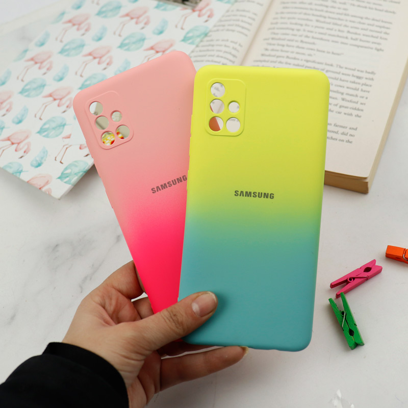 قاب سیلیکونی محافظ لنزدار دو رنگ Samsung Galaxy A51