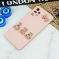 قاب سیلیکونی عروسکی محافظ لنزدار طرح خرسی صورتی Samsung Galaxy A52 / A52s
