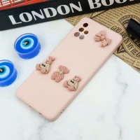 قاب سیلیکونی عروسکی محافظ لنزدار طرح خرسی صورتی Samsung Galaxy A71