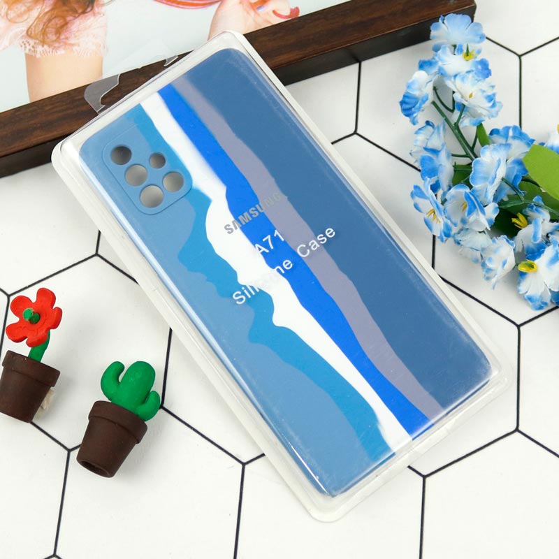 قاب محافظ لنزدار سیلیکونی اورجینال رنگین کمانی Samsung Galaxy A71