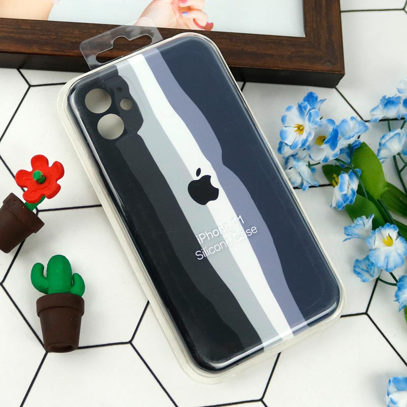 قاب محافظ لنزدار سیلیکونی اورجینال رنگین کمانی iPhone 11 سری B
