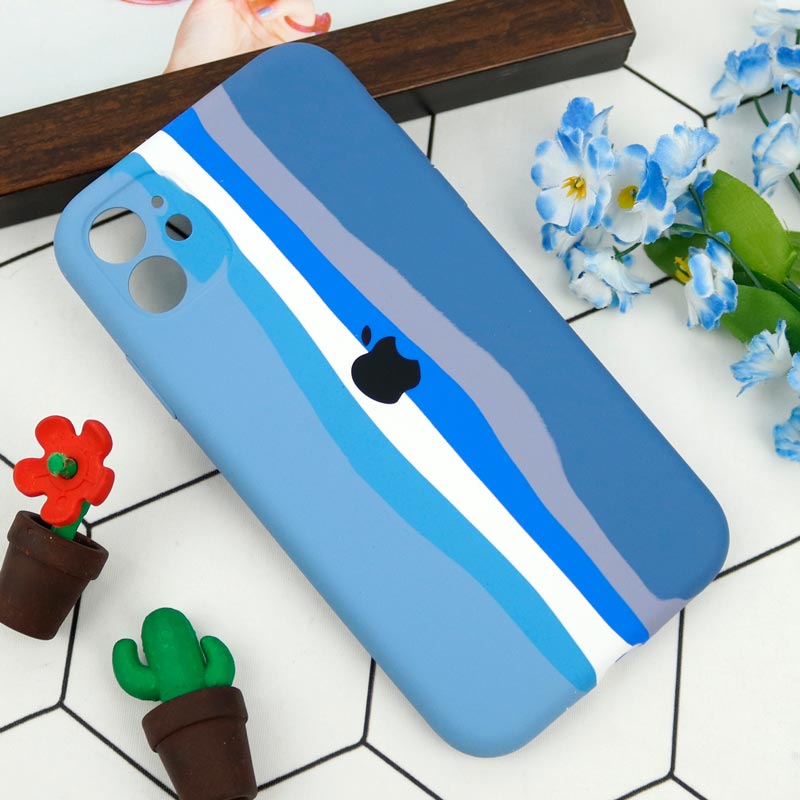 قاب محافظ لنزدار سیلیکونی اورجینال رنگین کمانی iPhone 11 سری B