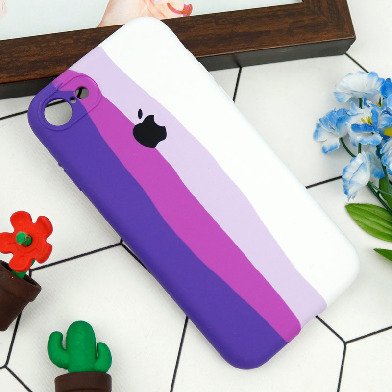 قاب سیلیکونی اورجینال رنگین کمانی محافظ لنزدار iPhone 7/8/SE 2020