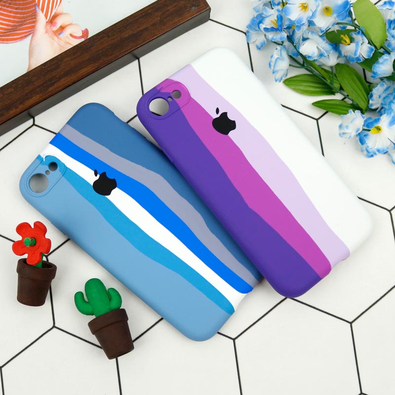 قاب سیلیکونی اورجینال رنگین کمانی محافظ لنزدار iPhone 7/8/SE 2020