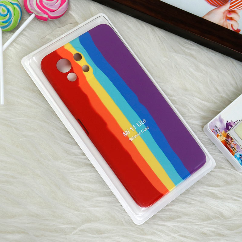 قاب سیلیکونی اورجینال رنگین کمانی محافظ لنزدار Xiaomi Mi 11 Lite