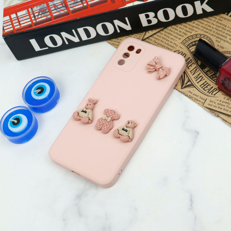 قاب سیلیکونی عروسکی محافظ لنزدار طرح خرسی صورتی Xiaomi Poco M3