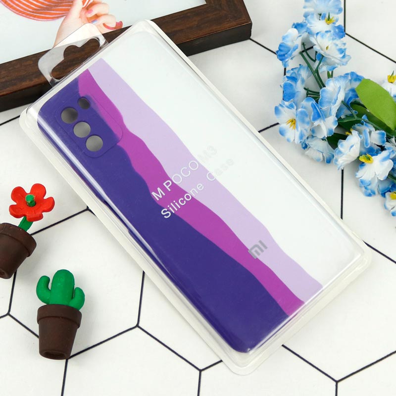 قاب سیلیکونی اورجینال رنگین کمانی محافظ لنزدار Poco M3