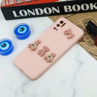 قاب سیلیکونی عروسکی محافظ لنزدار طرح خرسی صورتی Xiaomi Poco M3 Pro
