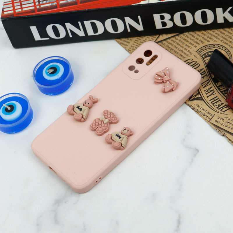 قاب سیلیکونی عروسکی محافظ لنزدار طرح خرسی صورتی Xiaomi Poco M3 Pro
