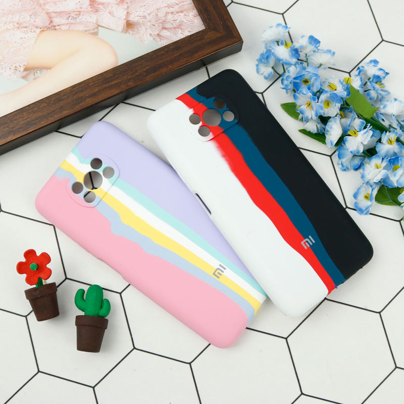 قاب سیلیکونی اورجینال رنگین کمانی محافظ لنزدار Xiaomi Poco X3