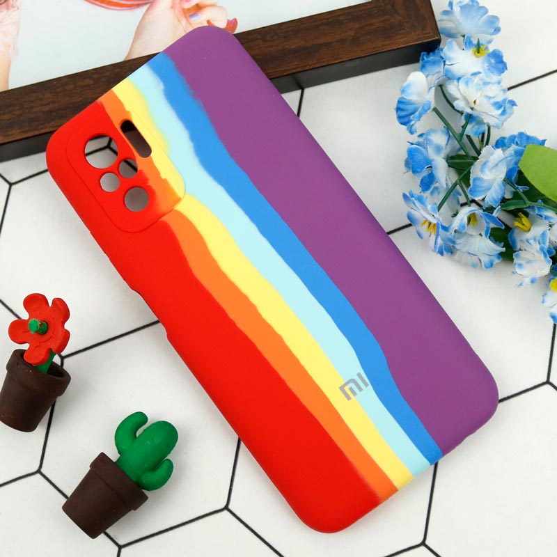 قاب سیلیکونی اورجینال رنگین کمانی محافظ لنزدار Redmi Note 10 4G